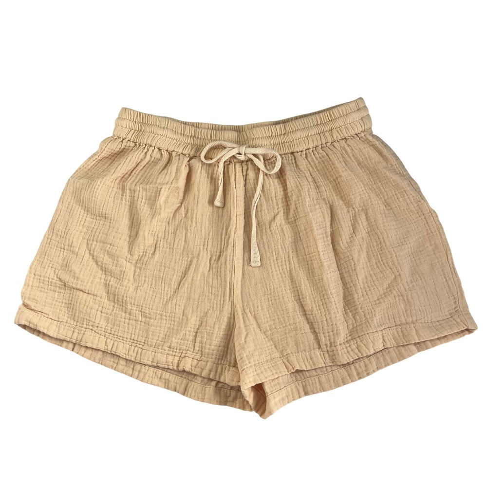 Japna Lounge Women's S Beige Cotton Gauze Drawstring Shorts 640